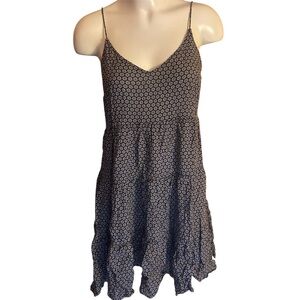 H&M Black and white floral mini summer dress with ruffles